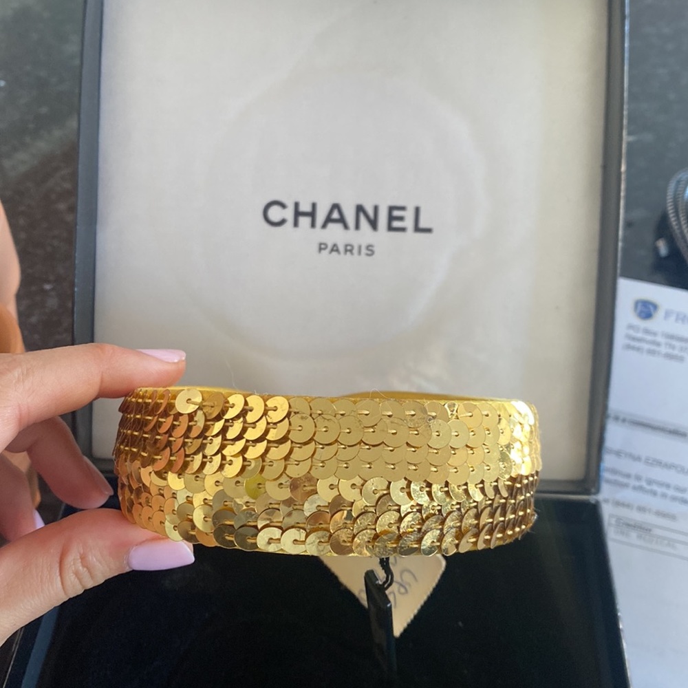 NWT vintage Chanel gold sequin headband